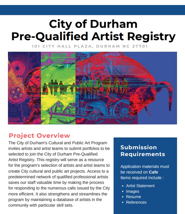 Durham Calls for Artists | Durham, NC